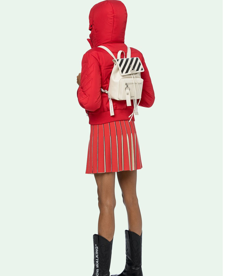Off-white Cropped Padded Coat In Red