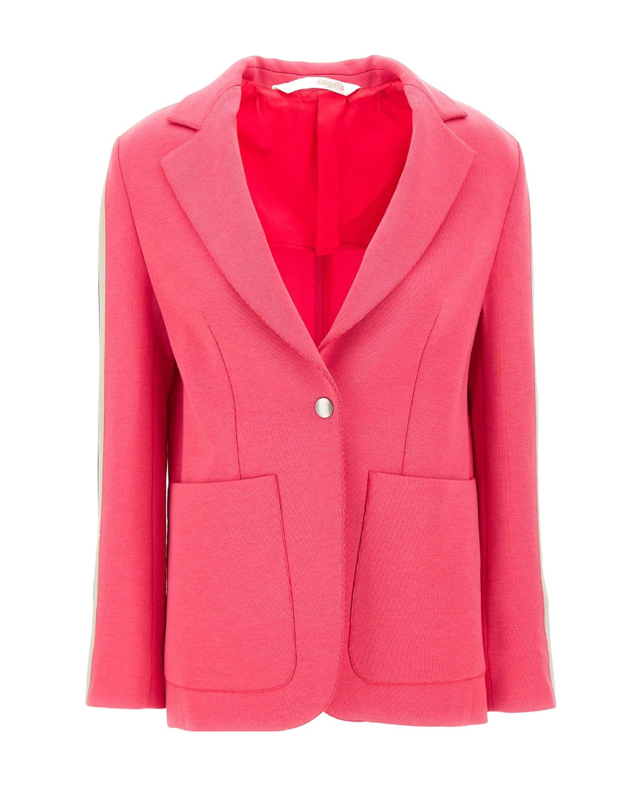 Palm Angels Single Breasted Stripe-trim Blazer In Red