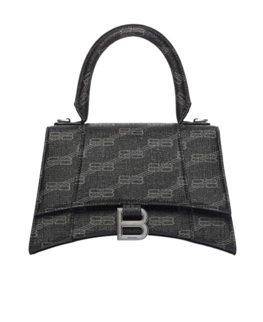 Balenciaga Hourglass Logo Handbag In Black