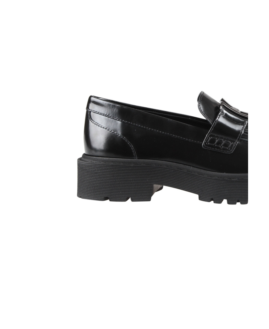 Hogan Buckle-strap Leather Loafers In Black