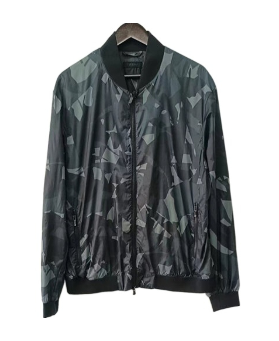 Zegna Printed Zipper Casual Jacket In Black