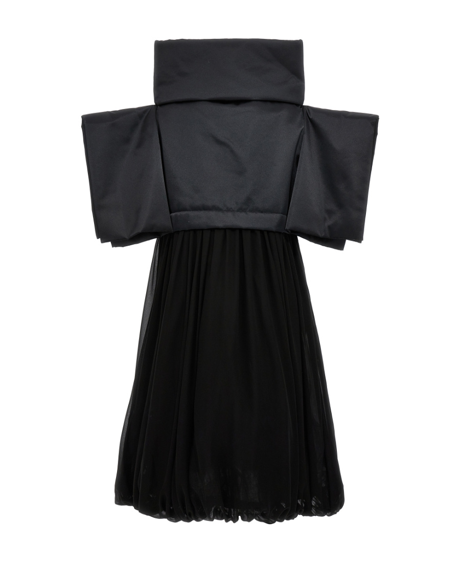 Comme Des Garçons Wide-sleeves Puffball Midi Dress In Black