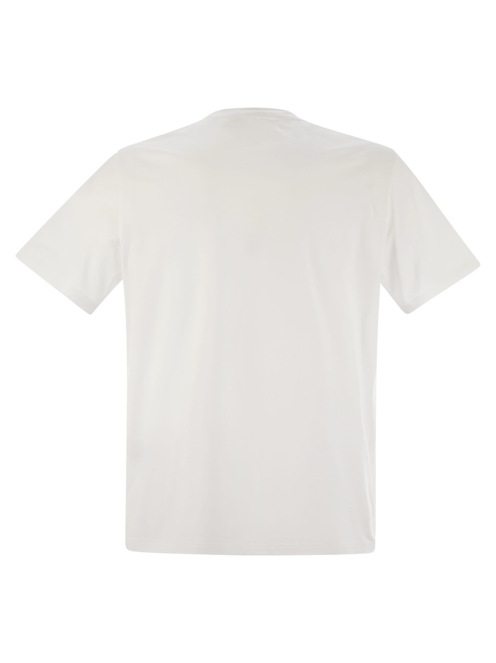 Herno Men Resort T-shirt In Cotton And Light Stretch Nylon In White