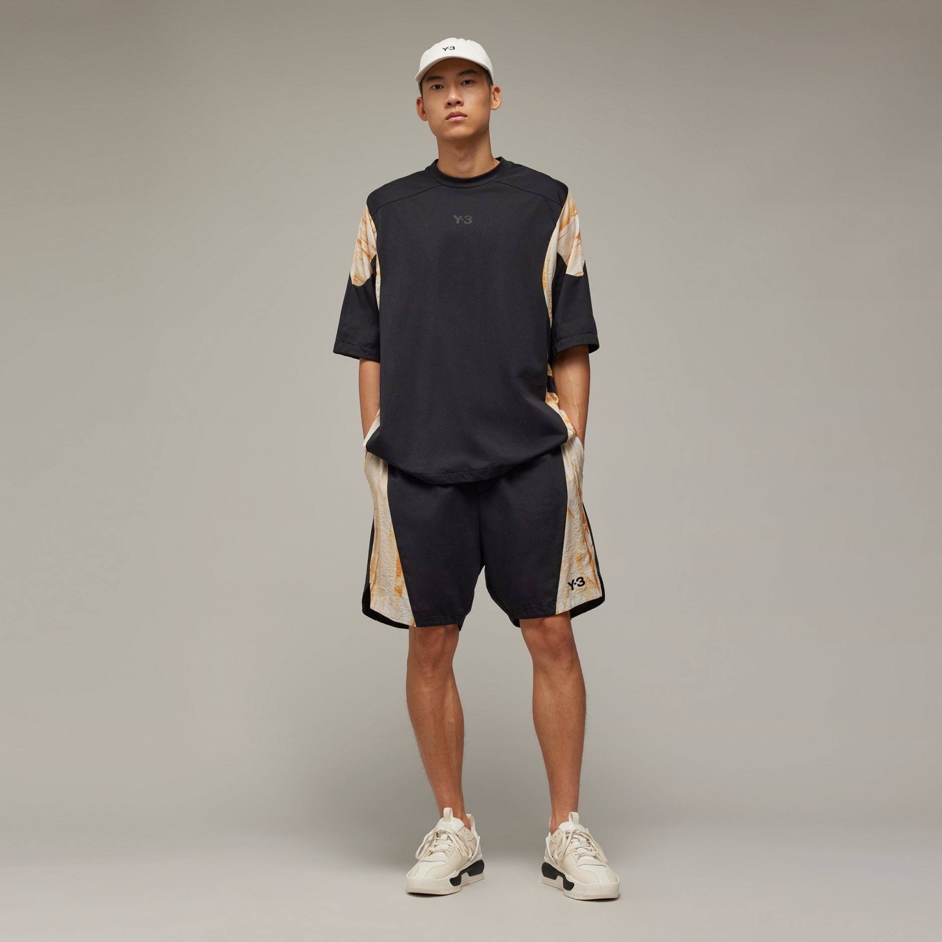 Y-3 Rust-dye Track Shorts In Black