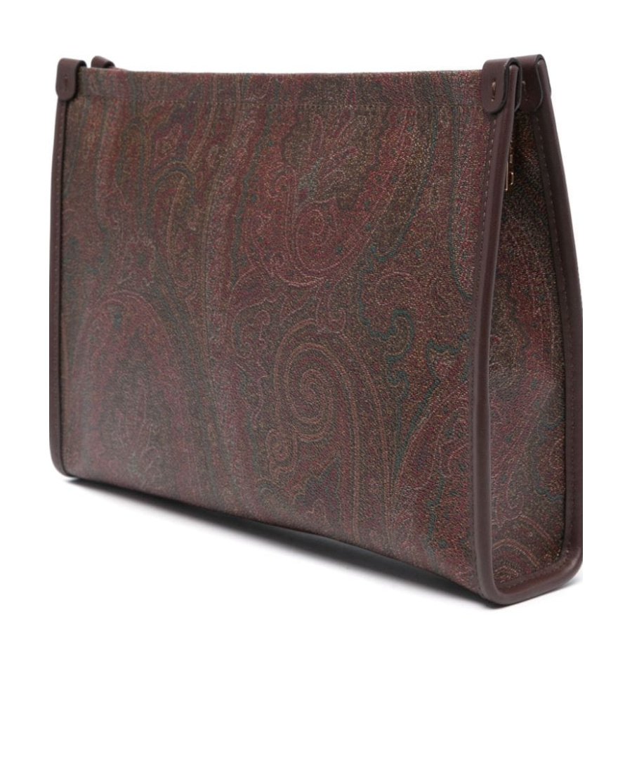 Etro Large Paisley Pouch With Pegaso Detail In Brown