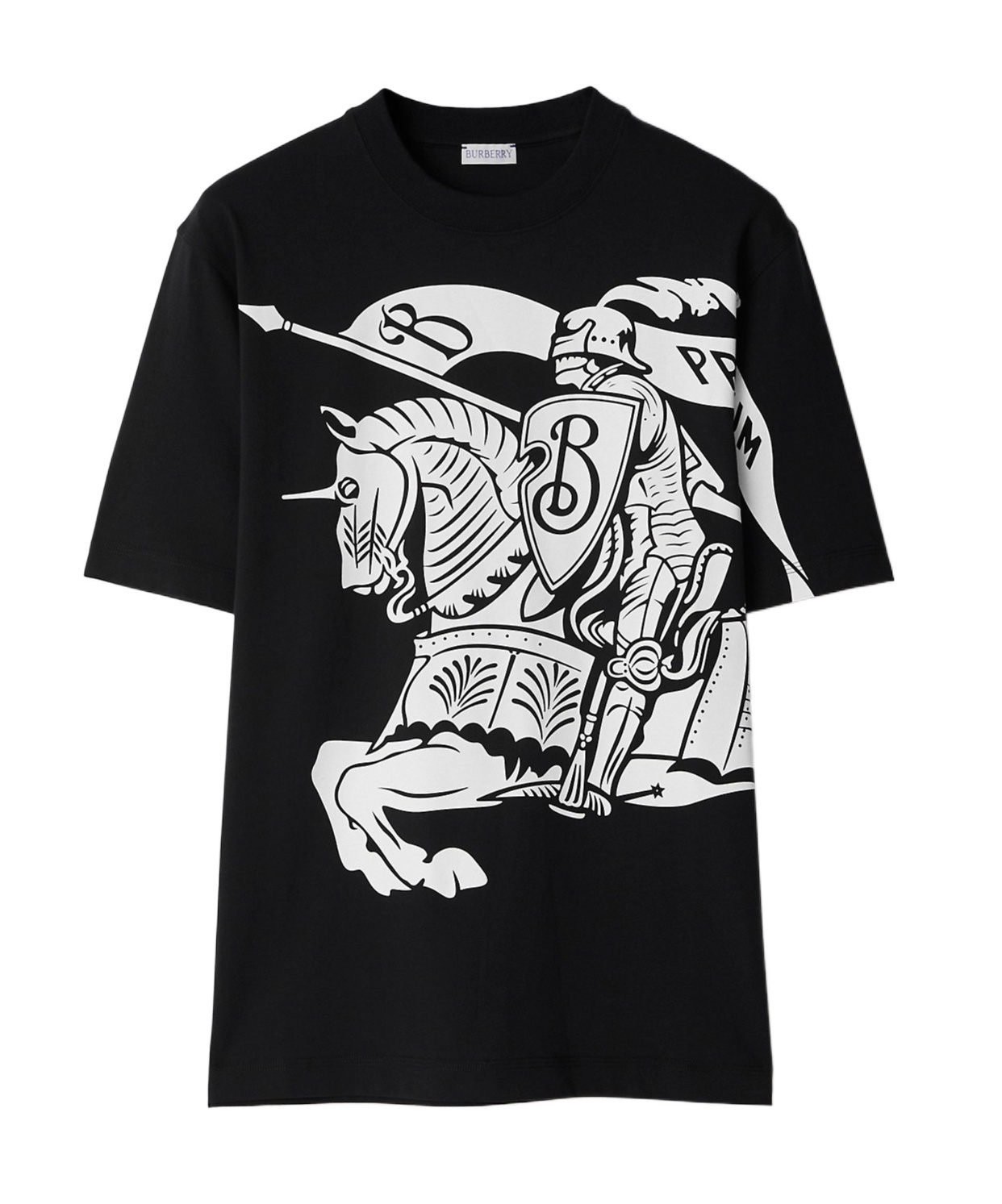 Shop Burberry Equestrian Knight-print Cotton T-shirt In Black