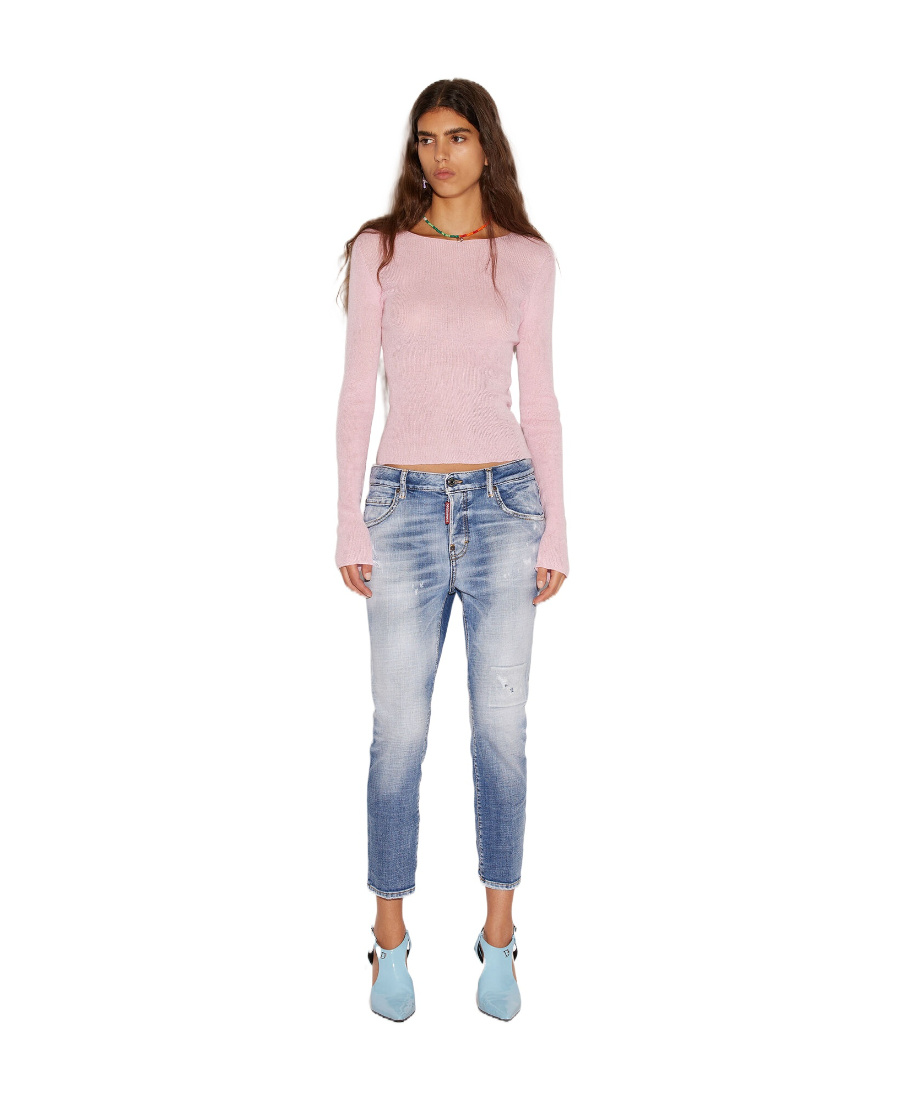 Dsquared2 Distressed-effect Cropped Jeans In Pink