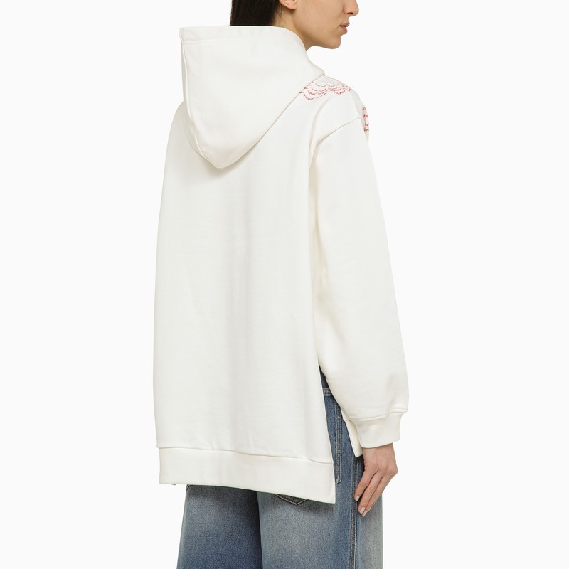 Shop Marni White Cotton Hoodie With Poppies