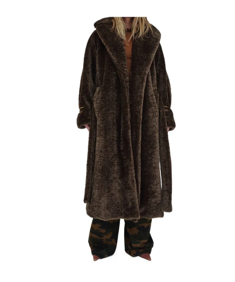 Darkpark Madison - Faux Fux Trench With Detachable Cuff In Black