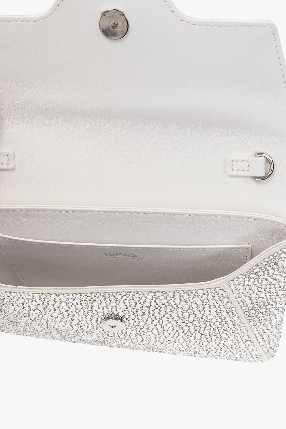 Versace Crystal La Medusa Envelope Clutch In White