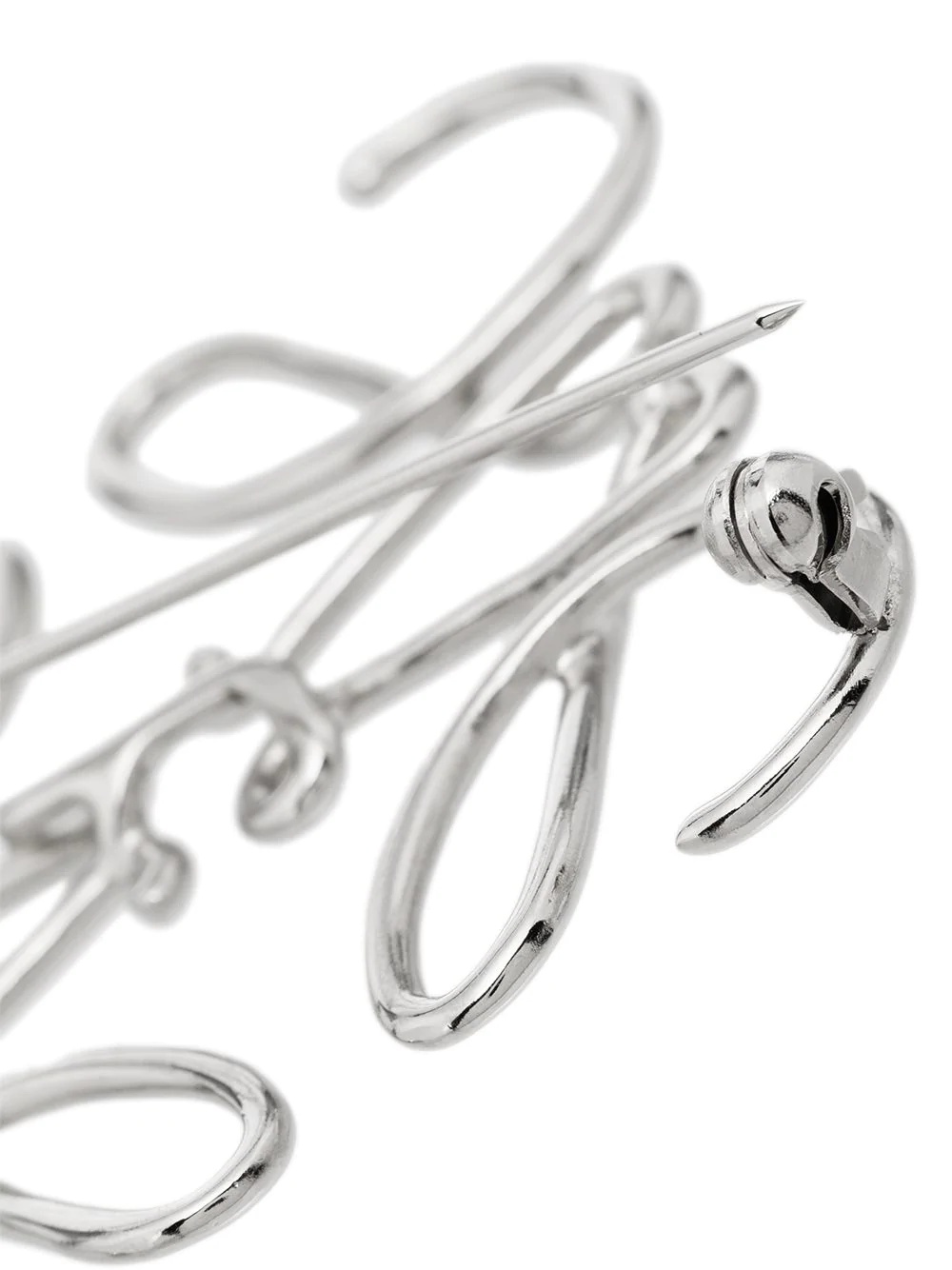 Loewe Anagram Brooch In Silver-tone Metal In White