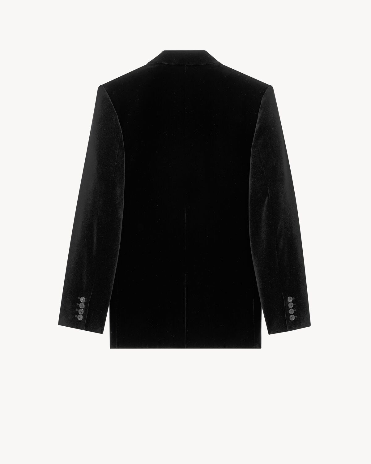 Saint Laurent Velvet Double-breasted Jacket Button Detailing In Black