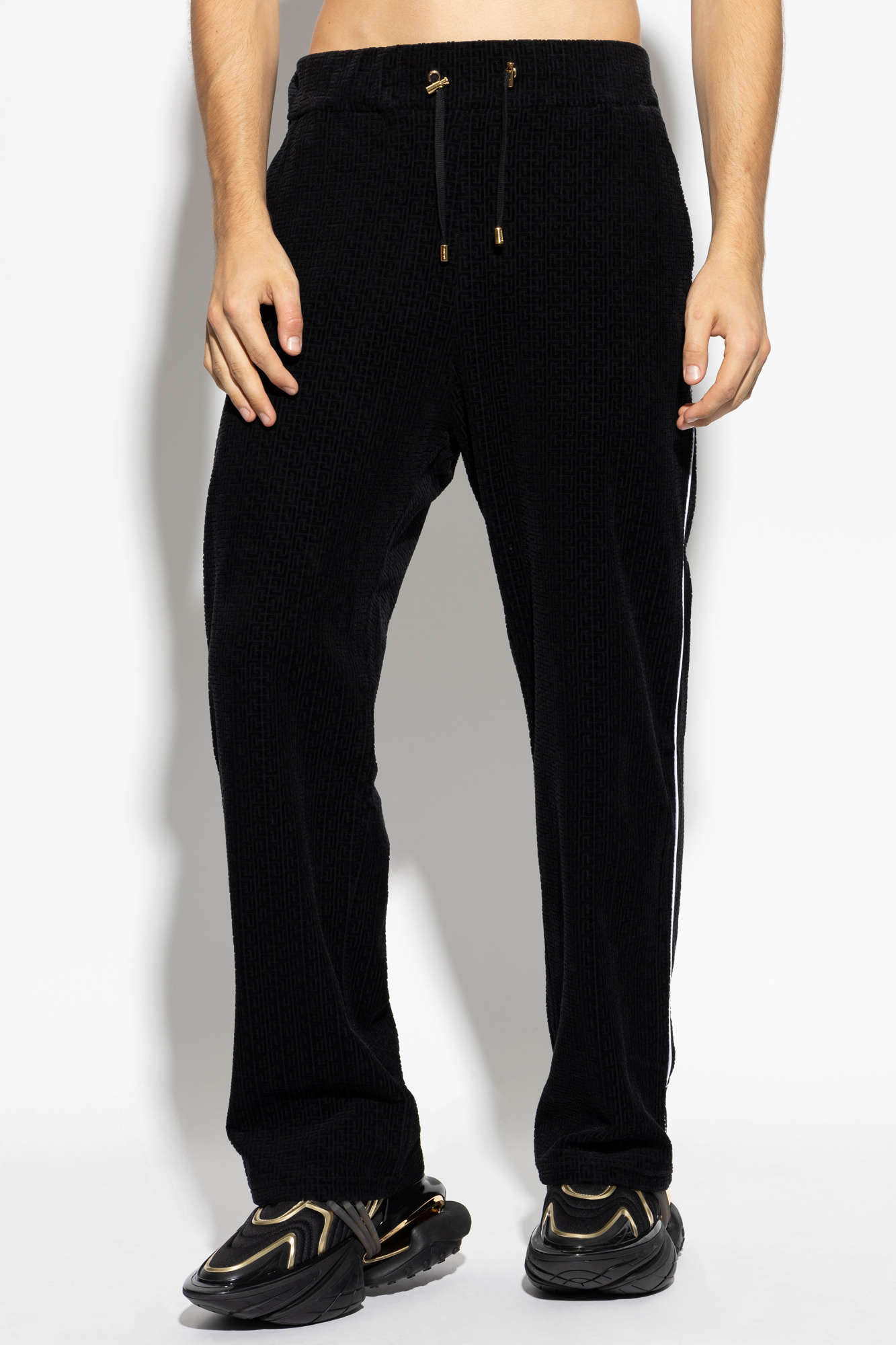 Balmain Elastic Waist Casual Pants In Black