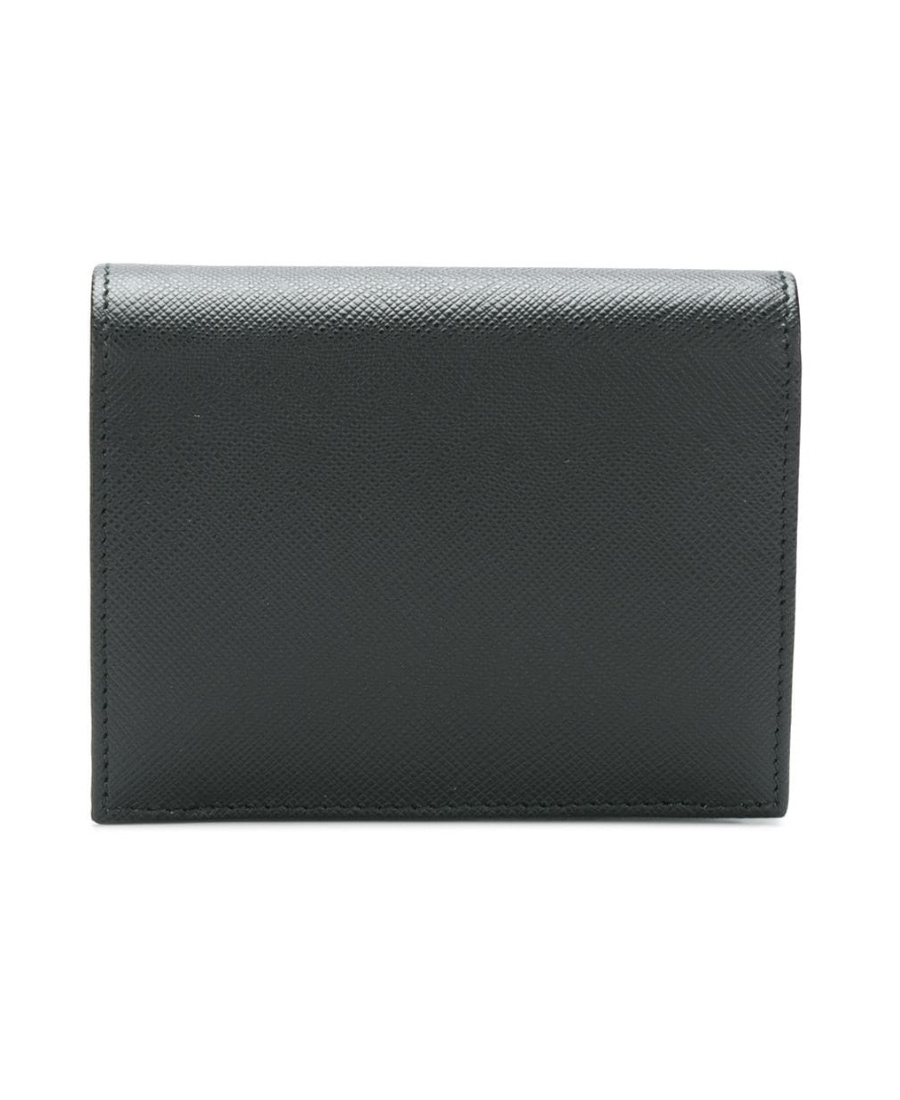 Prada Triangle Logo Leather Wallet In Black