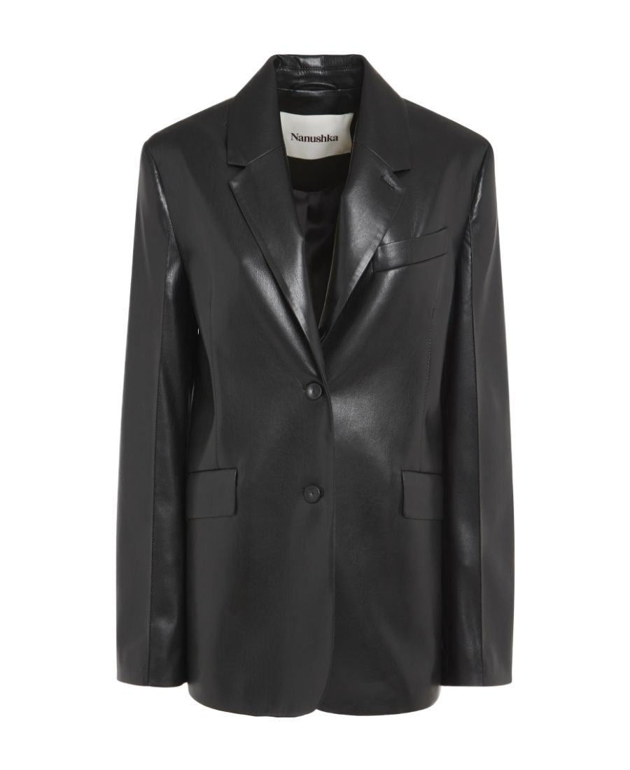 Nanushka Single-breasted Long-sleeved Jacket In Black