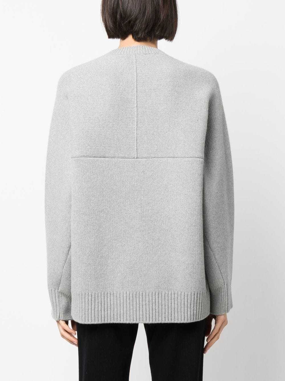 Shop Lanvin Round-neck Cape-back Jumper In Gray