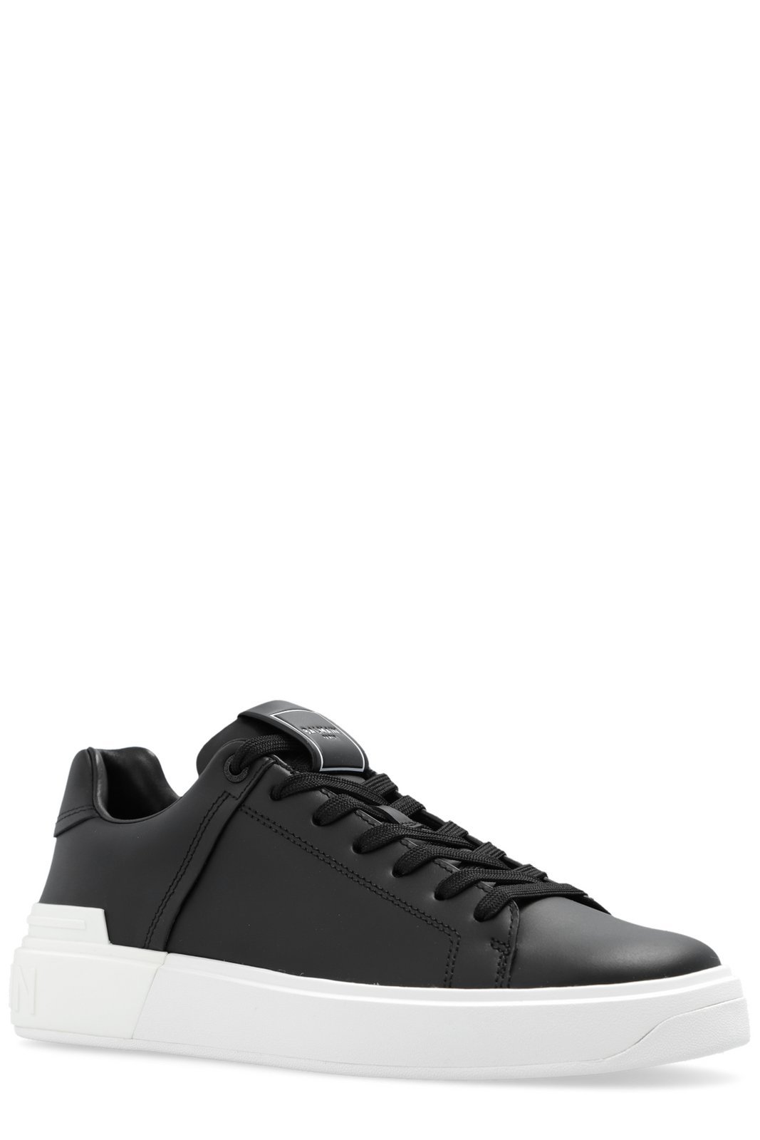 Balmain B Court Sneakers In Black Calfskin In Black