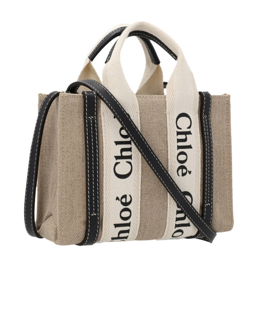 Chloé Chloe Multicolor Fabric Small Woody Shopping Bag In Multi