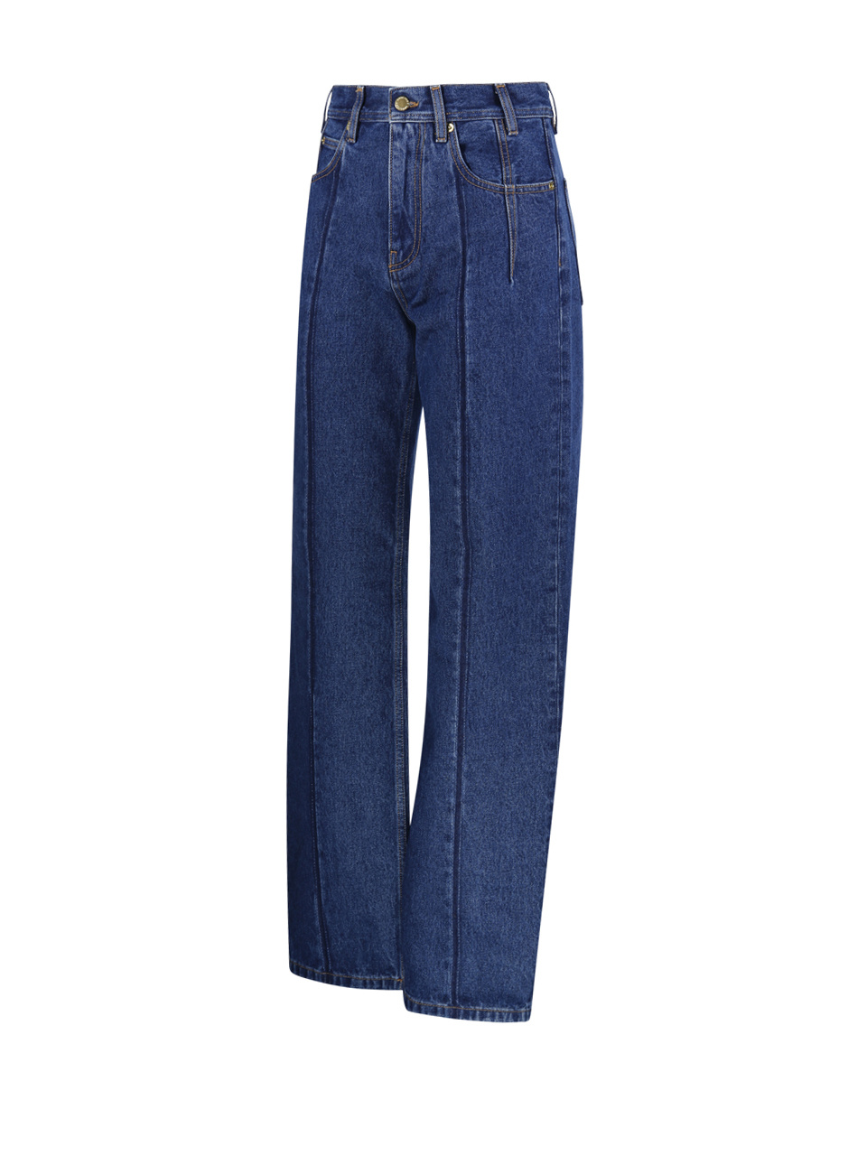 Darkpark Lu Straight Leg Pleat Effect Fitted Jeans In Blue