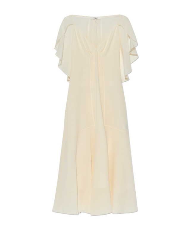 Chloé Silk Chiffon Midi Dress In Nude