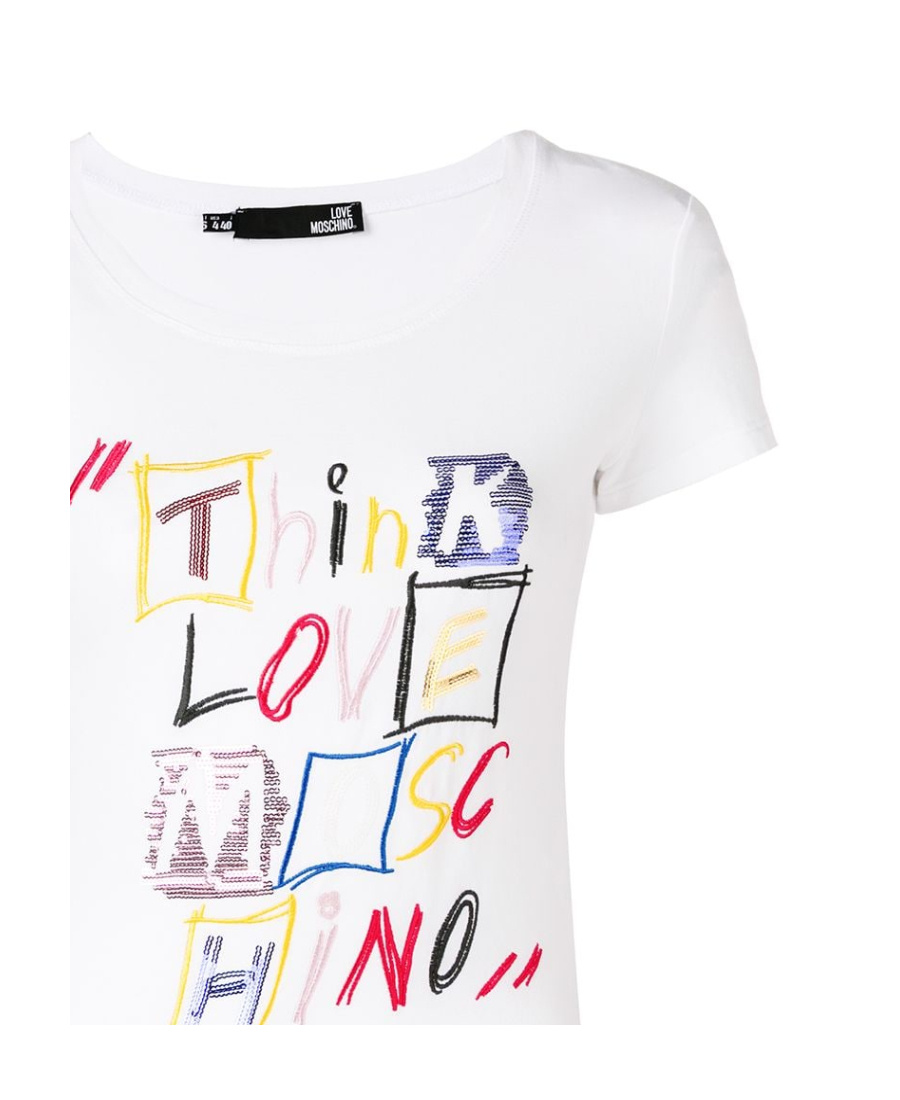 Moschino T-shirt With Round Neck And Short Sleeves In White
