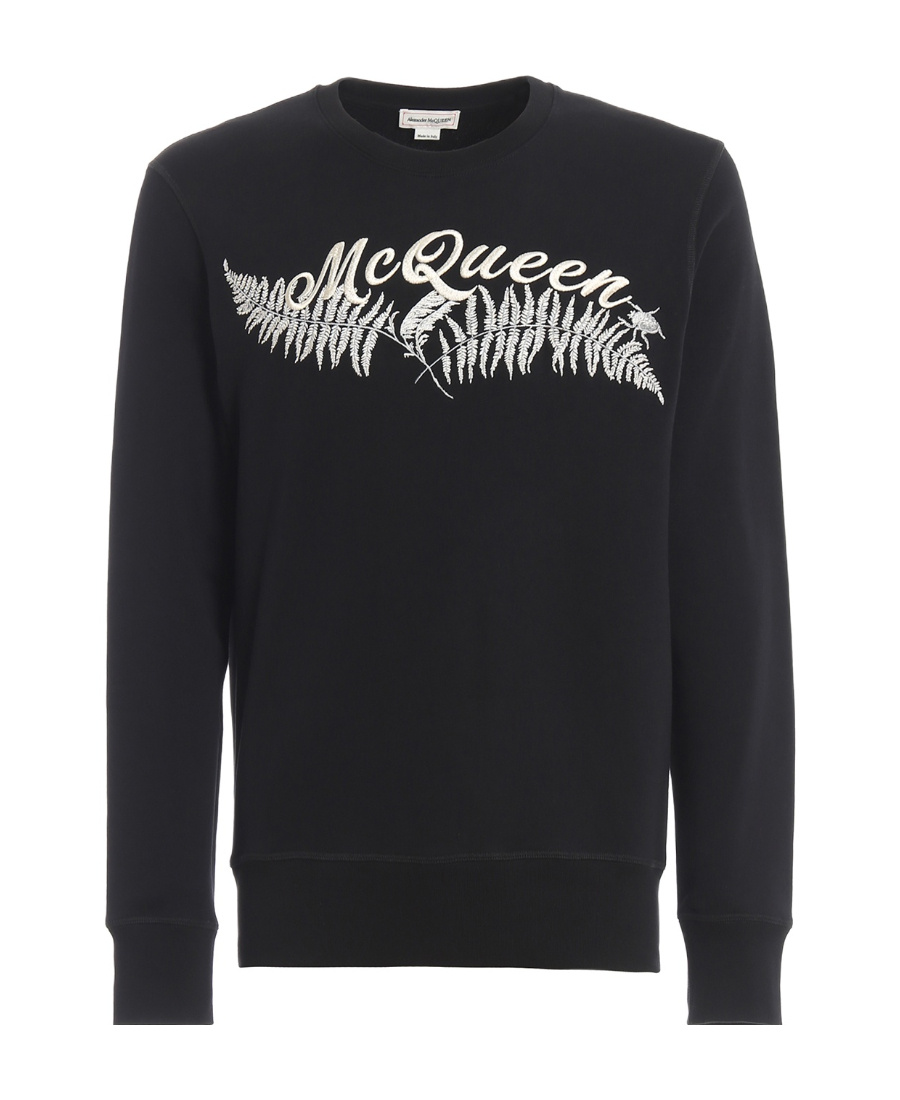 Alexander Mcqueen Round-necked Logo Sweater In Black