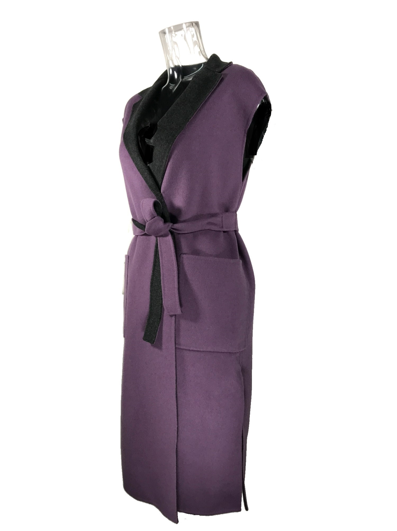 Max Mara Waist-laced Coat In Black