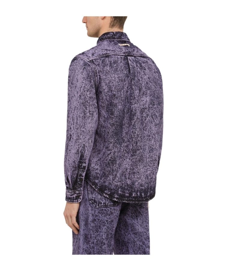 Shop Marni Long-sleeved Denim Shirt In Black