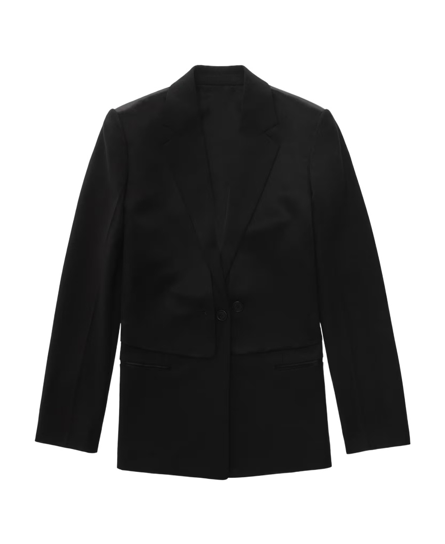Helmut Lang Cut-out Layered Blazer In Black