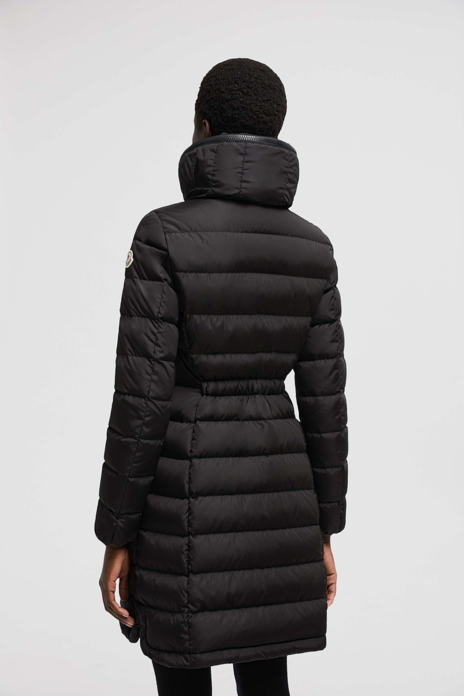 Moncler Flammet Long Down Jacket In Black