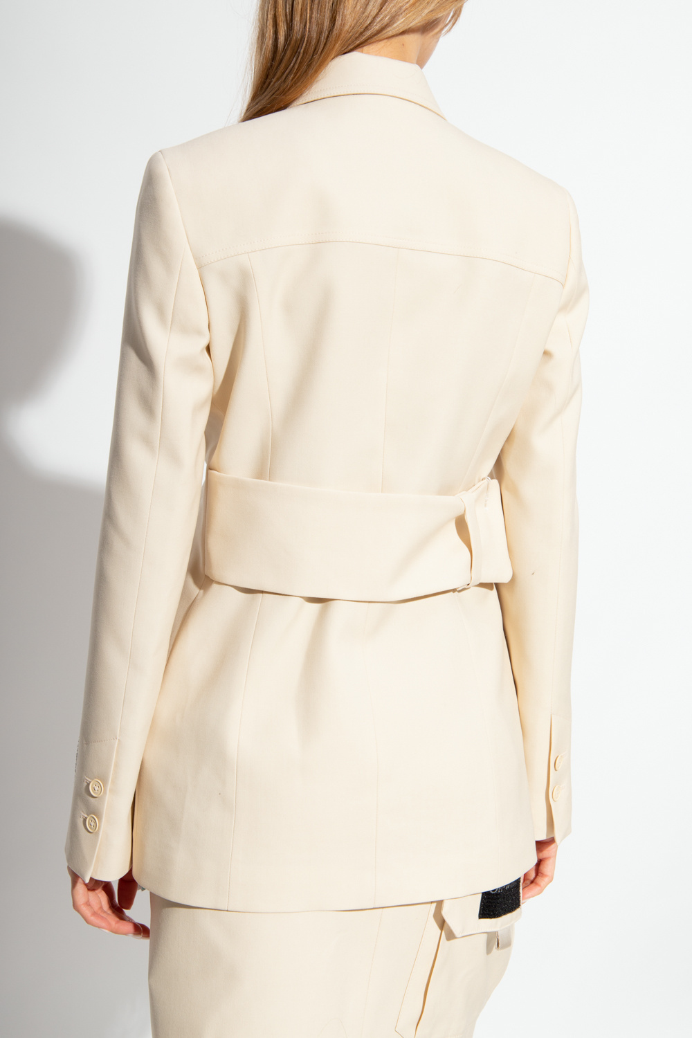 Off-white Single-breasted Wool Blazer In Nude