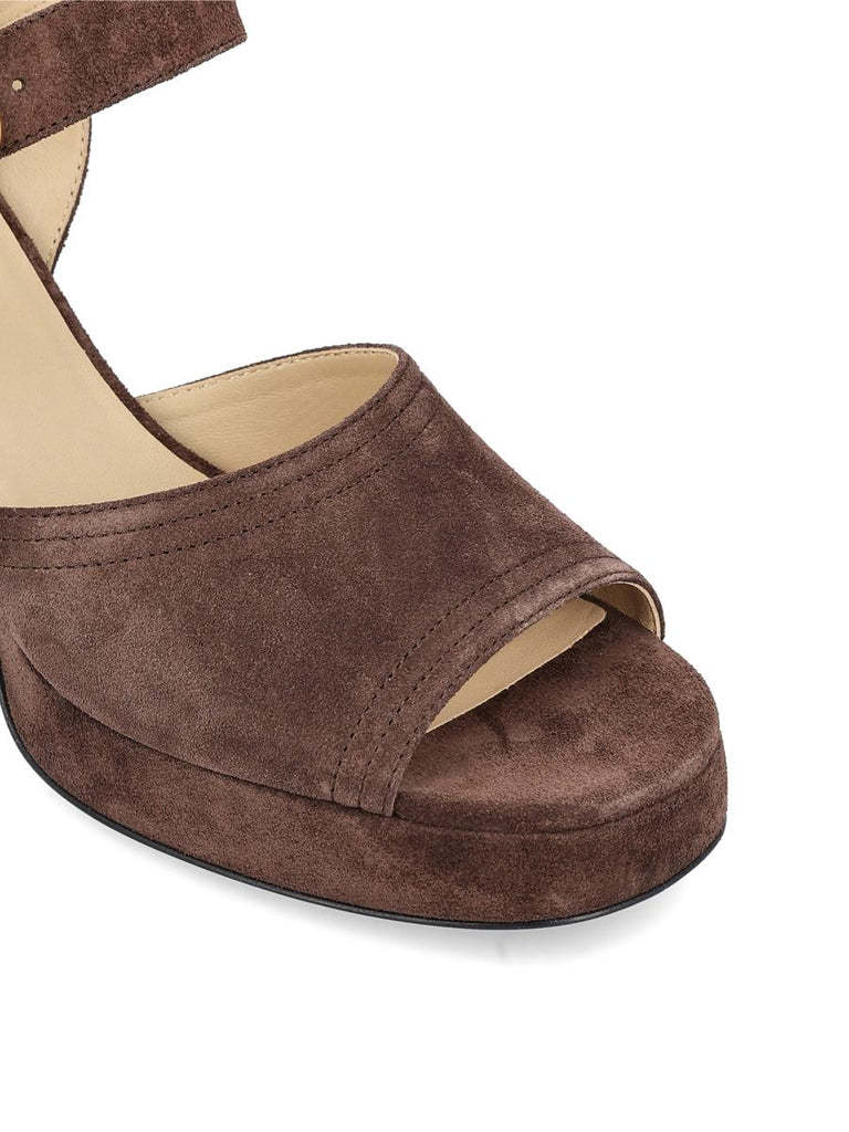 Valentino Fawcette Suede Platform Sandals With 100mm Heel In Brown