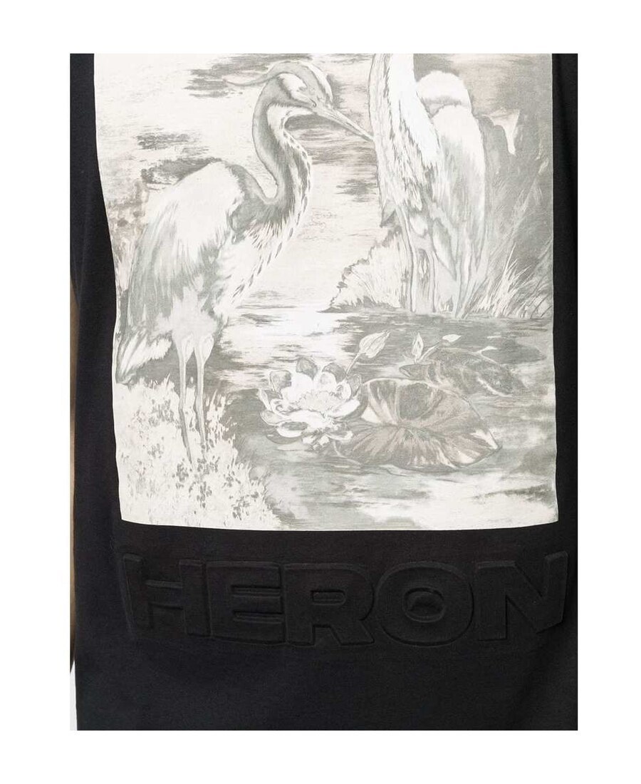 Heron Preston Crew Neck Heron Print T-shirt In Black
