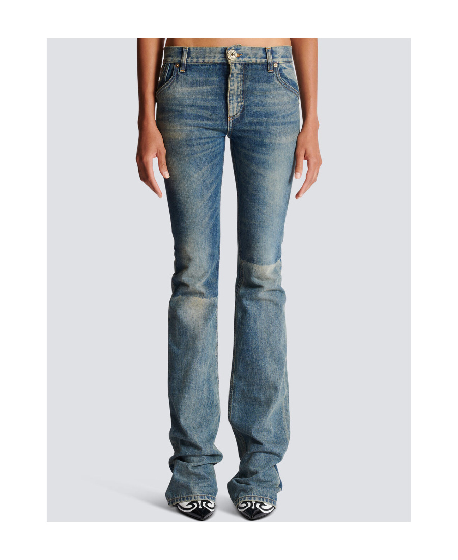 Balmain Western Low-rise Bootcut Jeans In Blue