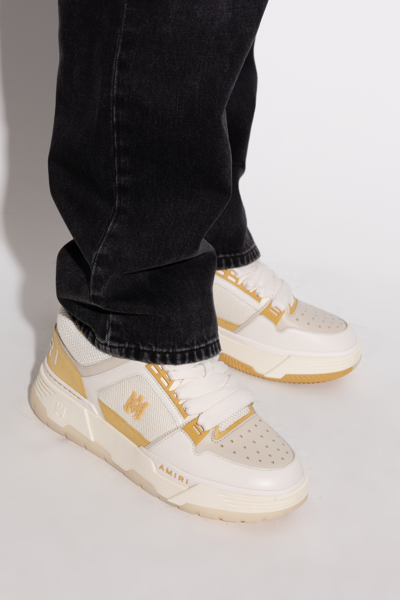Amiri Ma1 Sneakers In Beige Leather And Fabric In Nude