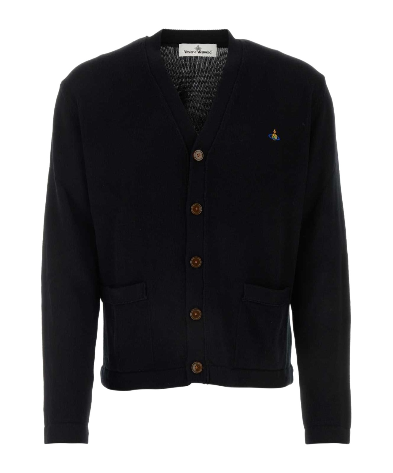 Shop Vivienne Westwood V-neck Fine-knit Cardigan In Black