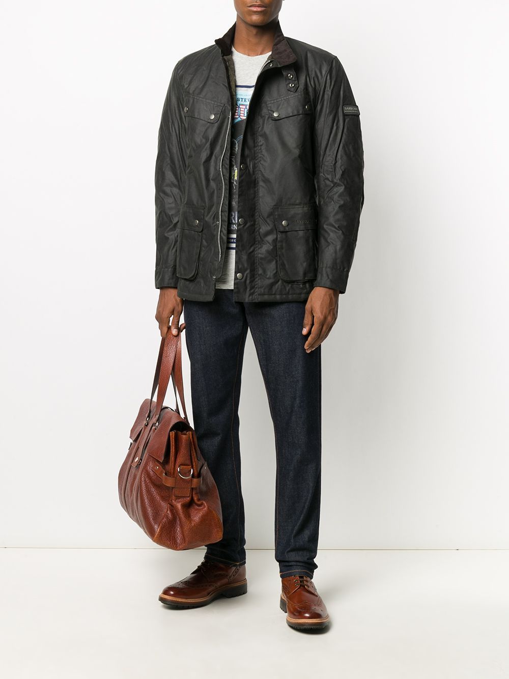 BARBOUR WAX-COATED ZIPPED JACKET