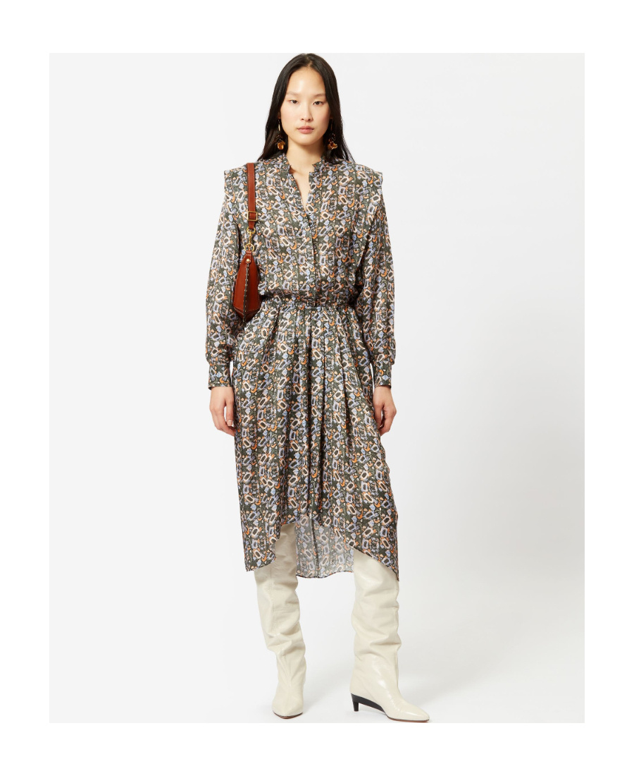 Isabel Marant Leidy Floral-printed Long-sleeved Shirt Dress In Multicolor