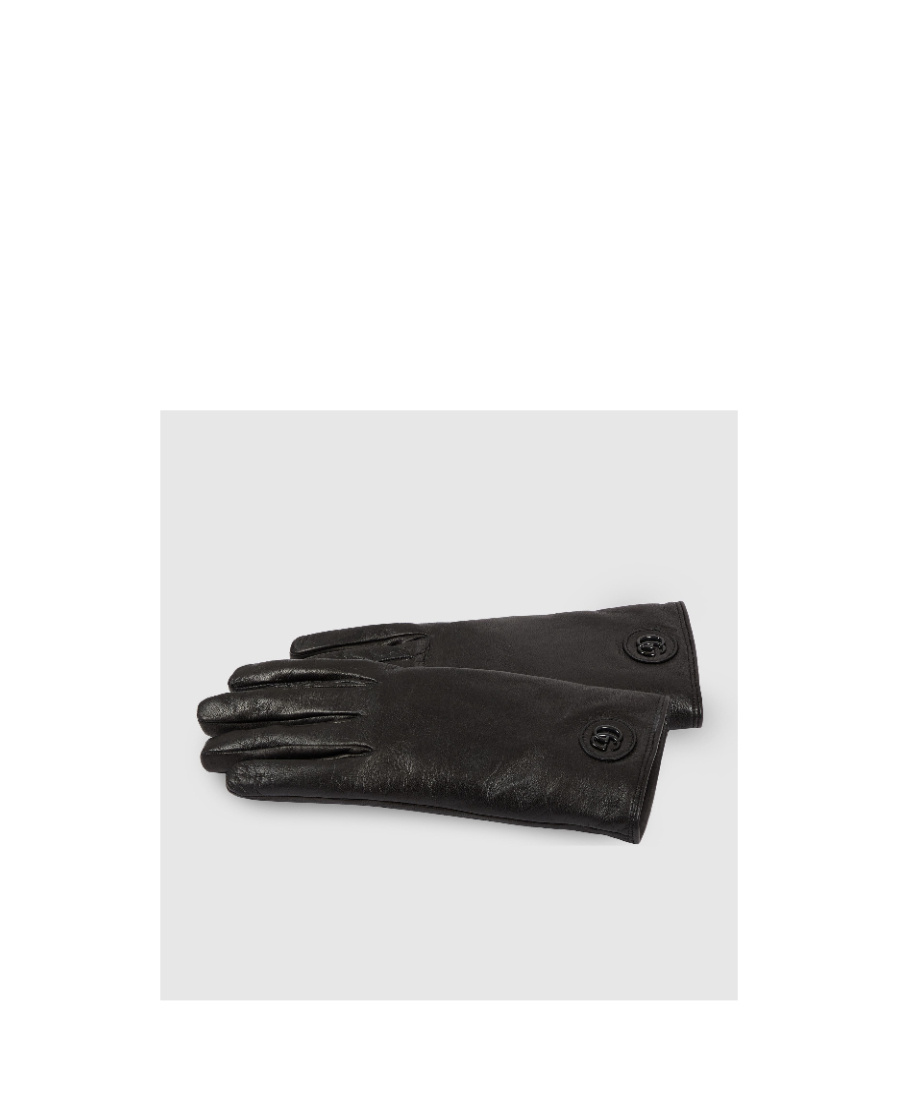 Gucci Logo-plaque Leather Gloves In Black