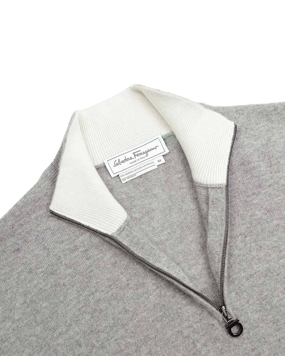 Ferragamo Semi-zipper Sweater In Gray