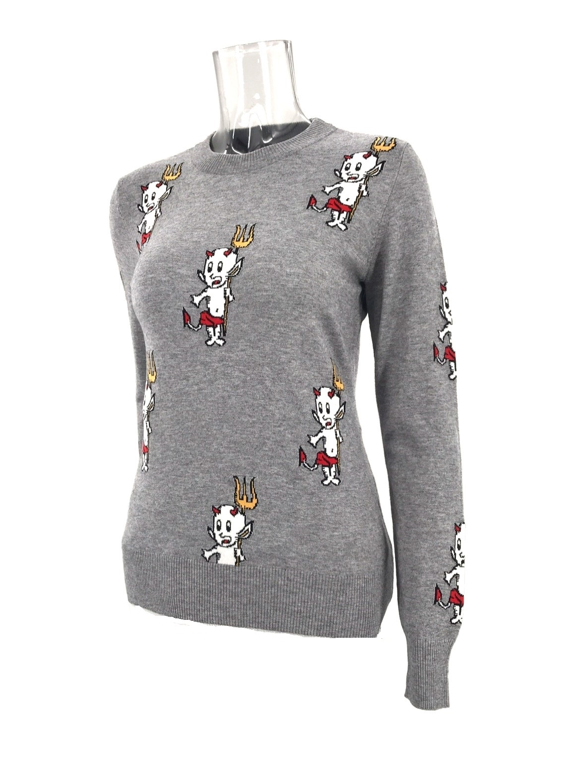Moschino Long-sleeved Knitted Sweater In Gray