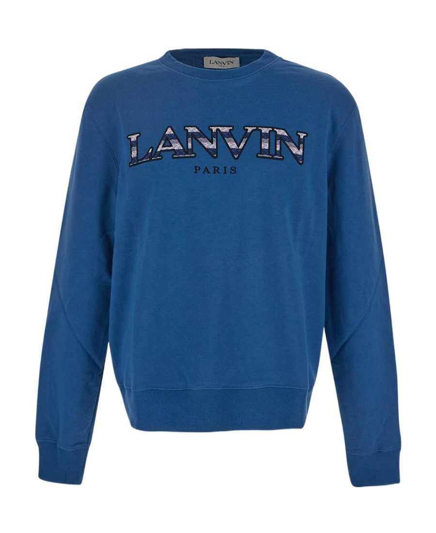 Lanvin Logo Round-necked Sweater In Blue