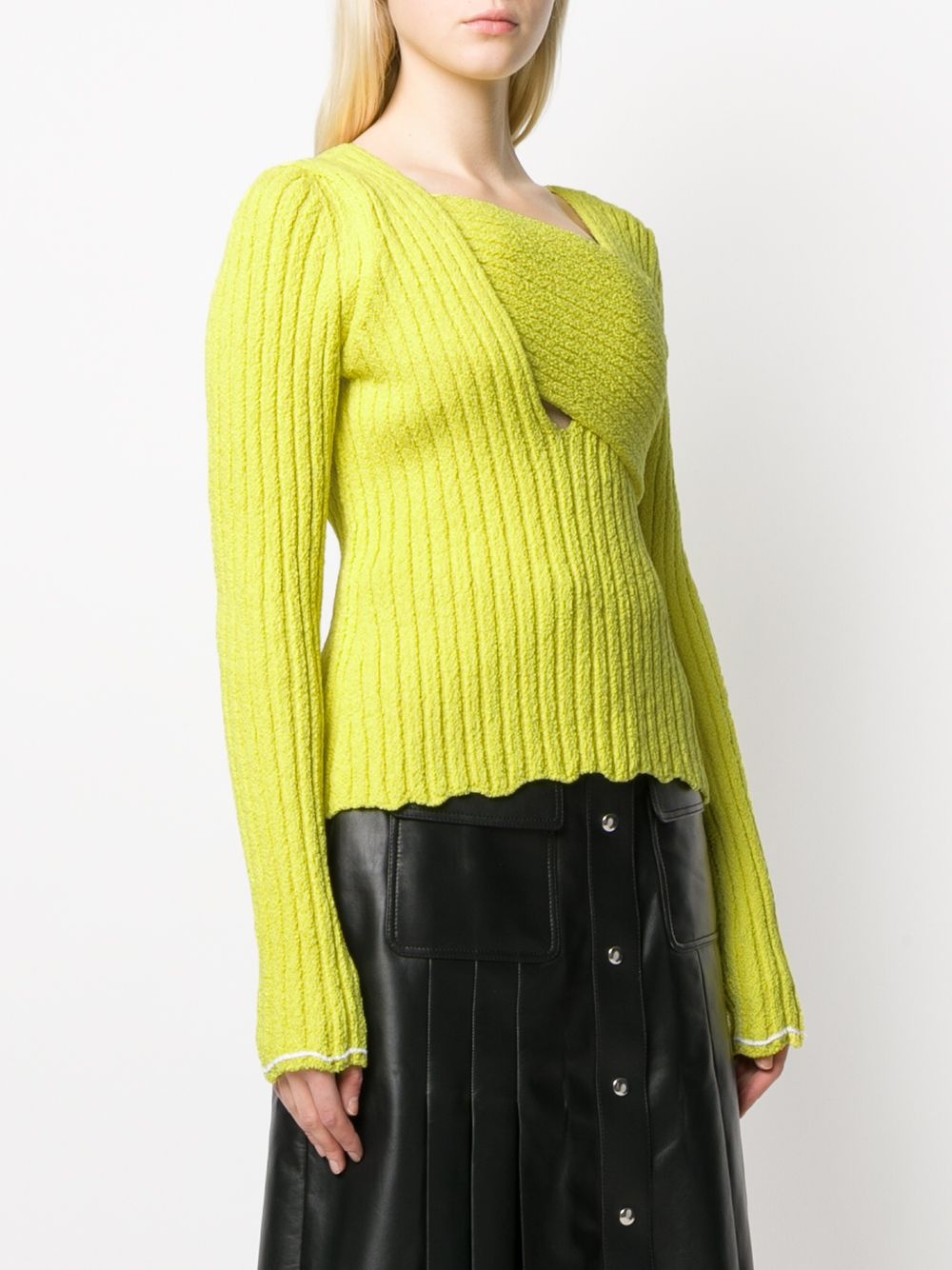 Bottega Veneta Interwoven Ribbed Jumper In Yellow