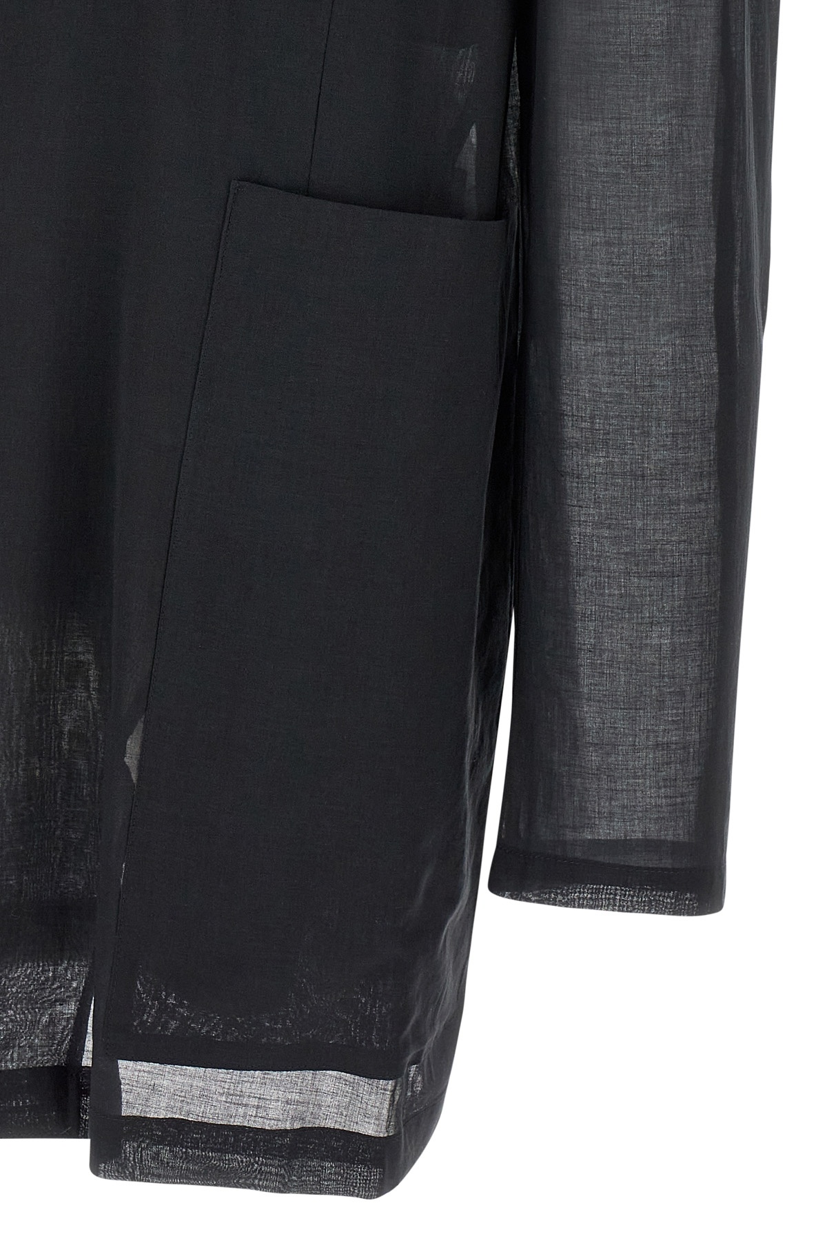 Magliano Sheer Fabric High Collar Front Pockets Jacket In Black