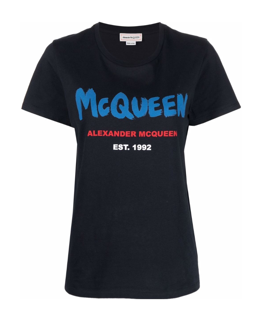 Alexander Mcqueen Logo-print Cotton T-shirt In Blue