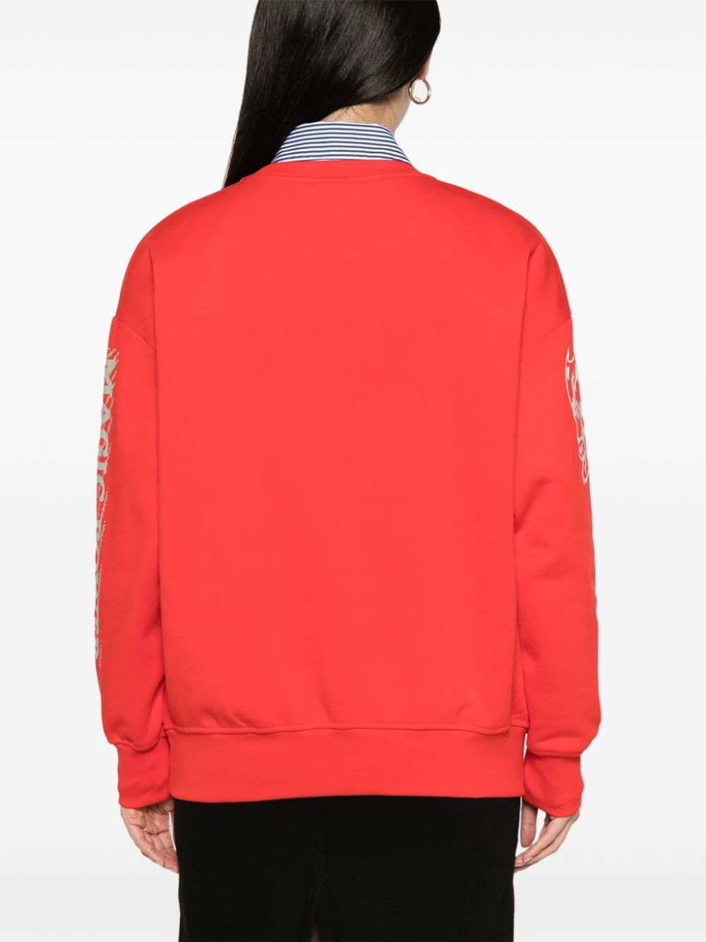 Ganni Logo-print Organic Cotton Sweatshirt In Red