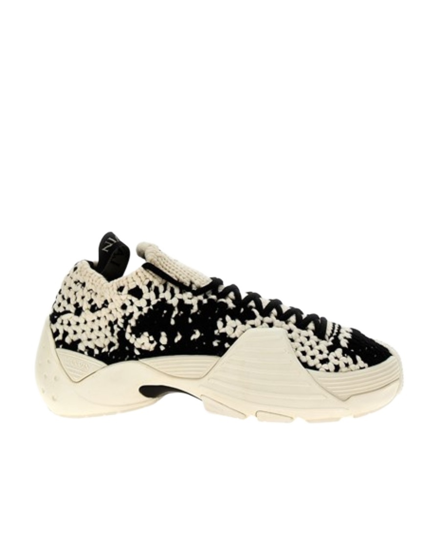 Lanvin Natural Black Flash-knit Sneakers In Nude