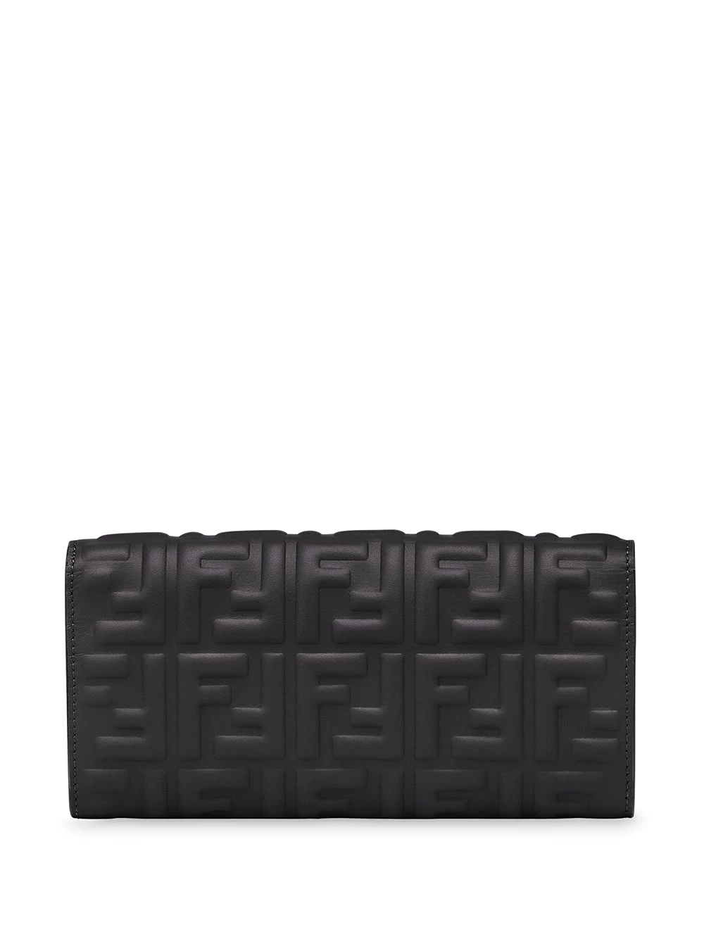 Fendi Baguette Leather Wallet On Chain In Black
