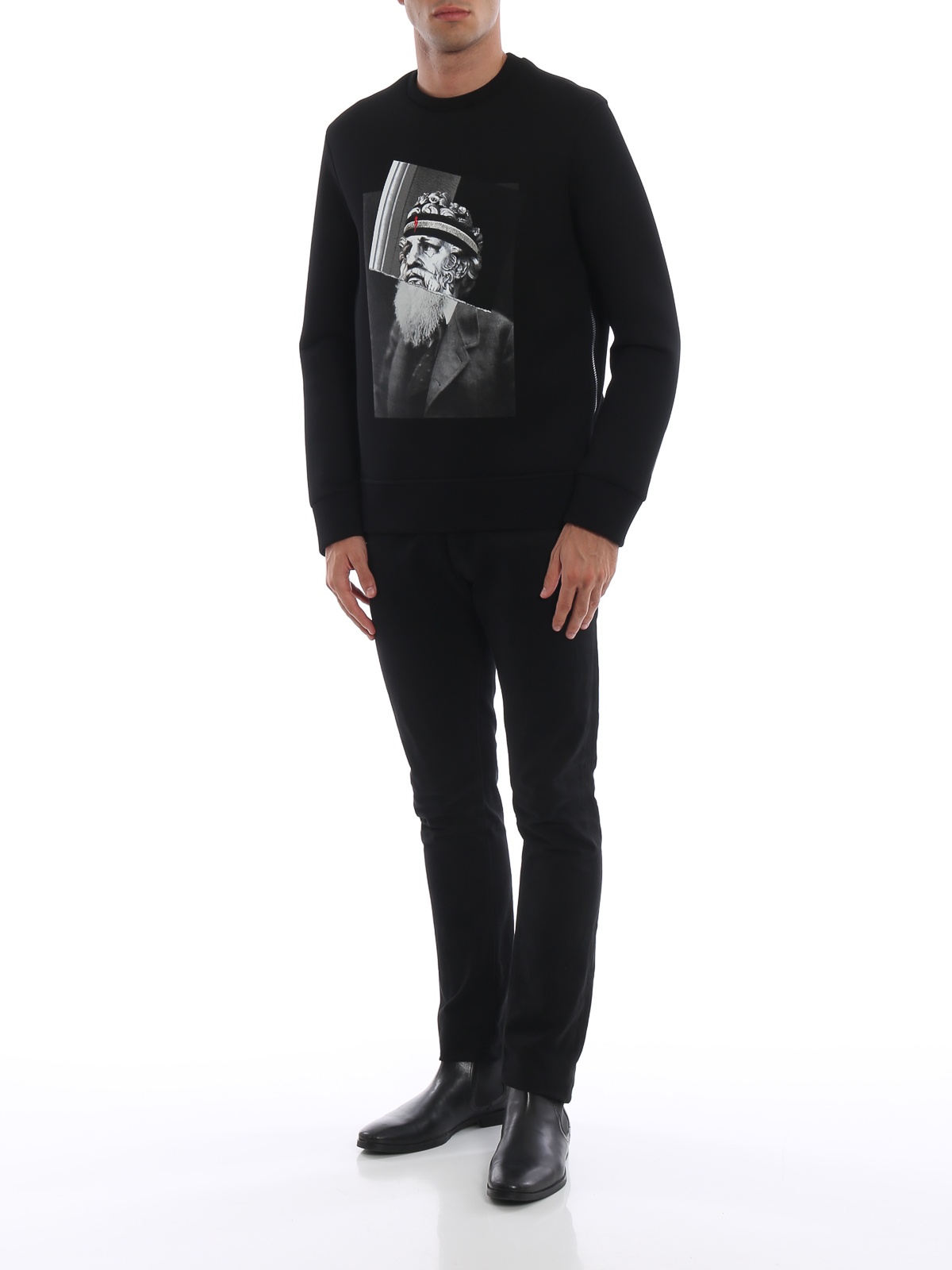 Neil Barrett Front Printed Detail Hoodie In Black