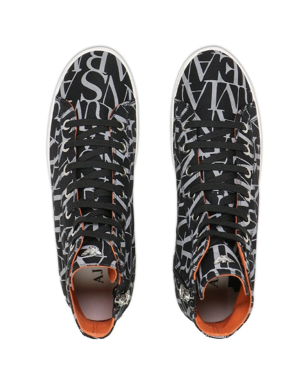 Armani Jeans High-top Round-headed Leisure Sports Shoes In Black